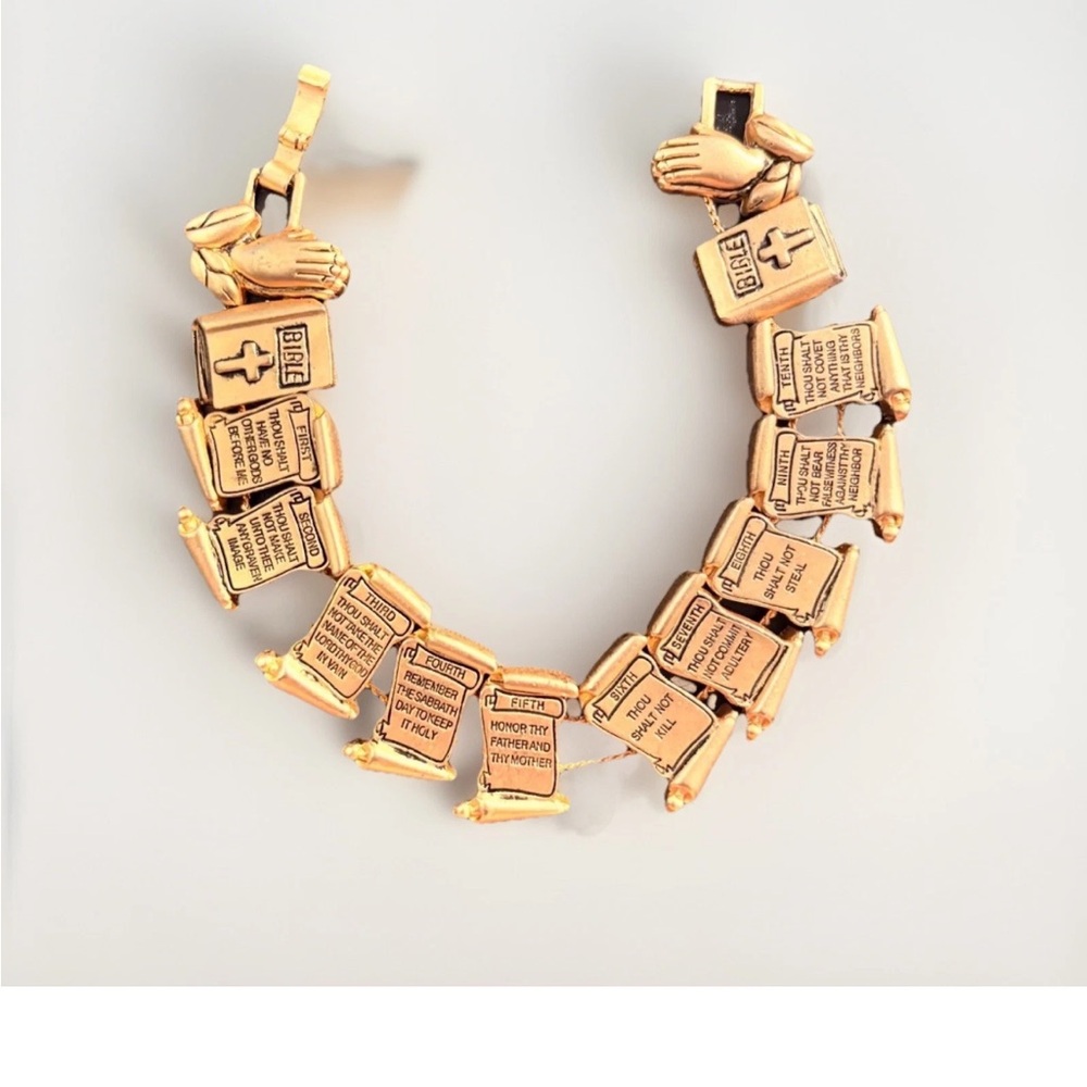 Bracelet Vintage Gold Plated 10 Commandments Bracelet